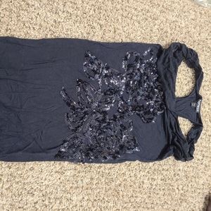 XS black Express tank top with sequin flowers